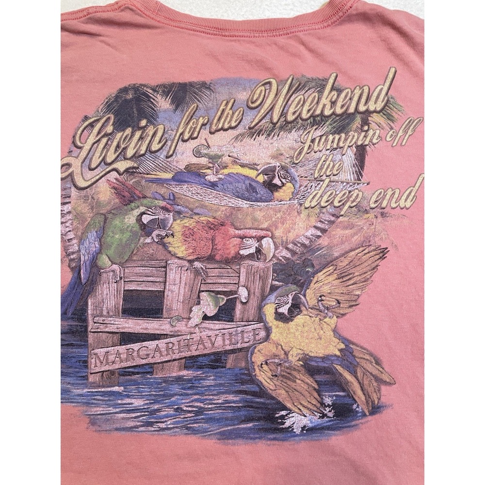 Margaritaville Shirt Las Vegas Jimmy Buffett Men's Size‎ L Pink Parrot Head Tiki - Picture 2 of 10